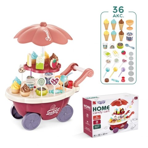 WOOPIE Sklep Food Truck Cukiernia Wózek Stoisko z Lodami Słodyczami Dźwięk Światło + 36 Akc WOOPIE Sklep Food Truck Cukiernia Wózek Stoisko z Lodami Słodyczami Dźwięk Światło + 36 Akc