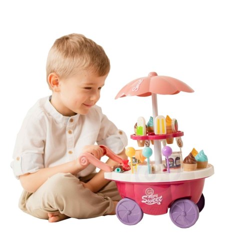 WOOPIE Sklep Food Truck Cukiernia Wózek Stoisko z Lodami Słodyczami Dźwięk Światło + 36 Akc WOOPIE Sklep Food Truck Cukiernia Wózek Stoisko z Lodami Słodyczami Dźwięk Światło + 36 Akc