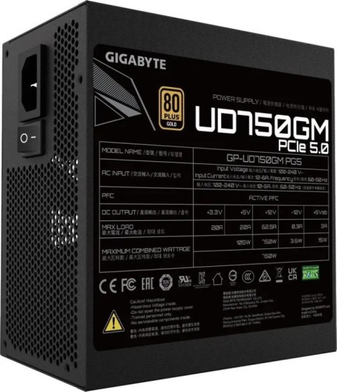 Zasilacz PC GIGABYTE 750W GP-UD750GM PG5 Zasilacz PC GIGABYTE 750W GP-UD750GM PG5