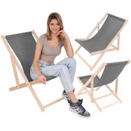 LEŻAK DREWNIANY CLASSIC SZARY