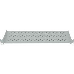 Półka 1U 150mm Rack 19, 2 pkt mocowania, perforowana, szara