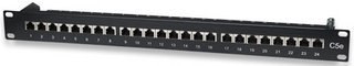 Patchpanel 19 cali, 24 porty, STP kat.5e czarny Patchpanel 19 cali, 24 porty, STP kat.5e czarny