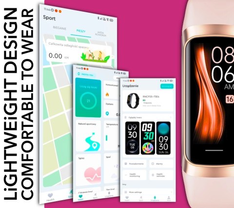 Smartband Damski RUBICON RNCF05 Rose Gold/Berry SMARUB214 RUBICON Smartband Damski RUBICON RNCF05 Rose Gold/Berry SMARUB214 RUBICON
