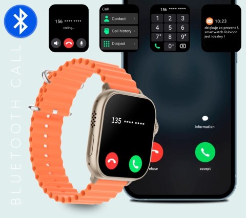 Smartwatch Męski RUBICON RNCF17 Tytan/Orange SMARUB269 RUBICON Smartwatch Męski RUBICON RNCF17 Tytan/Orange SMARUB269 RUBICON