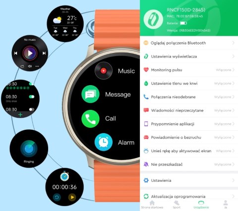 Smartwatch RUBICON RNCF15 Tytan/Orange SMARUB258 RUBICON Smartwatch RUBICON RNCF15 Tytan/Orange SMARUB258 RUBICON