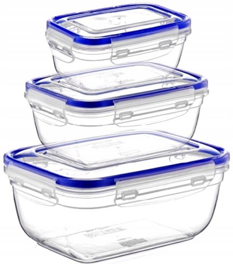 Komplet pojemników transparentnych PROSTOKĄT 400,800,1400 ml Komplet pojemników transparentnych PROSTOKĄT 400,800,1400 ml
