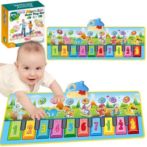 WOOPIE Mata Muzyczna XXL Dinusie 2w1 Pianinko 8 Melodii 110cm WOOPIE Mata Muzyczna XXL Dinusie 2w1 Pianinko 8 Melodii 110cm