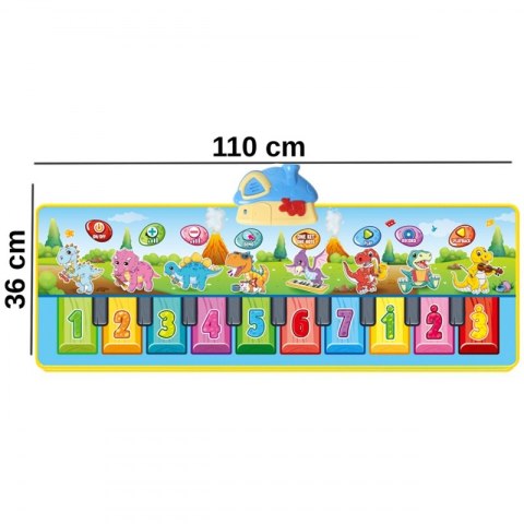 WOOPIE Mata Muzyczna XXL Dinusie 2w1 Pianinko 8 Melodii 110cm WOOPIE Mata Muzyczna XXL Dinusie 2w1 Pianinko 8 Melodii 110cm