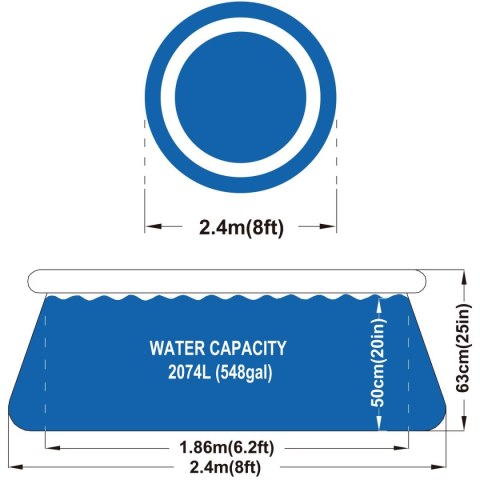 BASEN ROZPOROWY Z DMUCHANYM KOŁNIERZEM 240X63CM 17792 BASEN ROZPOROWY Z DMUCHANYM KOŁNIERZEM 240X63CM 17792