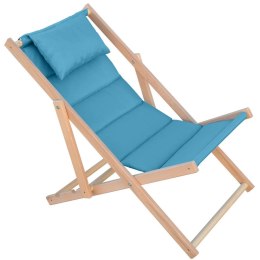 LEŻAK DREWNIANY CLASSIC SOFT Z ZAGŁÓWKIEM NIEBIESKO-SZARY
