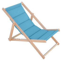 LEŻAK DREWNIANY CLASSIC SOFT Z ZAGŁÓWKIEM NIEBIESKO-SZARY
