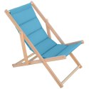LEŻAK DREWNIANY CLASSIC SOFT Z ZAGŁÓWKIEM NIEBIESKO-SZARY
