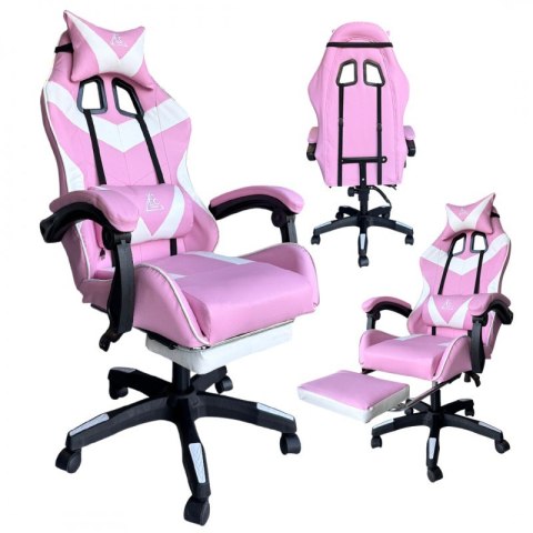 Fotel gamingowy obrotowy z podnóżkiem EC GAMING masażer KO24R Fotel gamingowy obrotowy z podnóżkiem EC GAMING masażer KO24R
