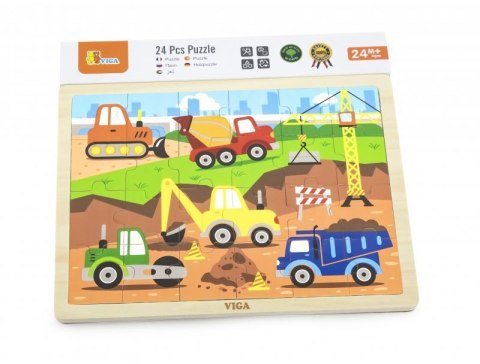 Viga 51463 Puzzle na podkładce 24 elementy - na budowie Viga 51463 Puzzle na podkładce 24 elementy - na budowie