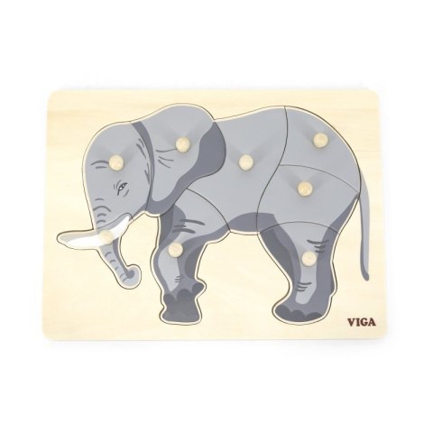 Viga 44601 Puzzle na podkładce z uchwytami - Słoń Viga 44601 Puzzle na podkładce z uchwytami - Słoń