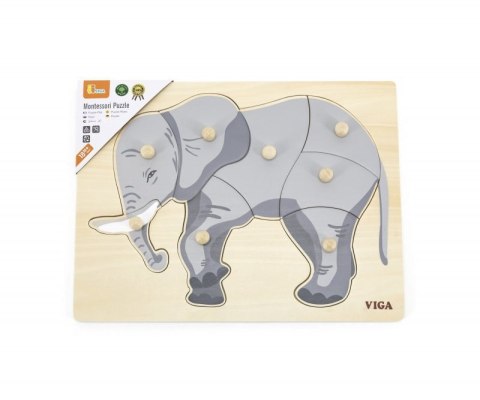 Viga 44601 Puzzle na podkładce z uchwytami - Słoń Viga 44601 Puzzle na podkładce z uchwytami - Słoń