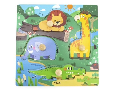 Viga 44593 Puzzle z uchwytami - dzikie zwierzęta Viga 44593 Puzzle z uchwytami - dzikie zwierzęta