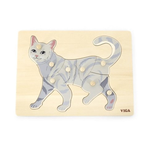 Viga 44612 Puzzle na podkładce z uchwytami - Kot Viga 44612 Puzzle na podkładce z uchwytami - Kot