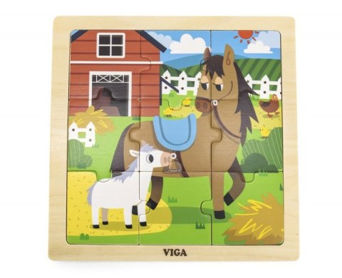 Viga 44624 Puzzle na podkładce 9 elementów - koń Viga 44624 Puzzle na podkładce 9 elementów - koń