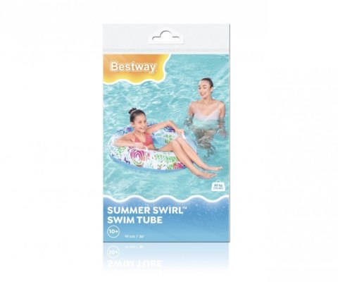 Bestway 36084 Koło do pływania z uchwytami Zawijasy Zielono-Niebieskie 91cm Bestway 36084 Koło do pływania z uchwytami Zawijasy Zielono-Niebieskie 91cm