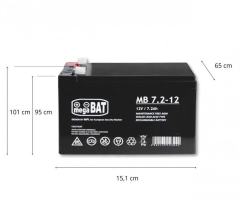 Akumulator VRLA MB 7,2-12 (151/65/94mm) MB 7.2-12 Akumulator VRLA MB 7,2-12 (151/65/94mm) MB 7.2-12