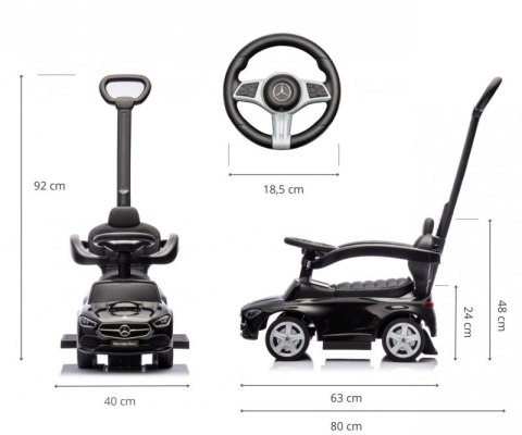 Milly Mally Pojazd z rączką MERCEDES C-Class Deluxe Black Milly Mally Pojazd z rączką MERCEDES C-Class Deluxe Black