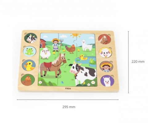 Viga 44741 Zestaw puzzli na podkładce - dopasuj cienie - farma Viga 44741 Zestaw puzzli na podkładce - dopasuj cienie - farma