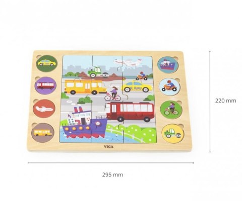 Viga 44742 Zestaw puzzli na podkładce- dopasuj cienie - środki transportu Viga 44742 Zestaw puzzli na podkładce- dopasuj cienie - środki transportu