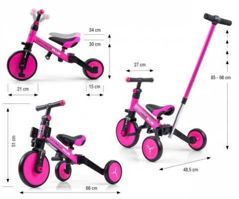 Milly Mally Rowerek 4w1 Optimus Plus Pink Milly Mally Rowerek 4w1 Optimus Plus Pink