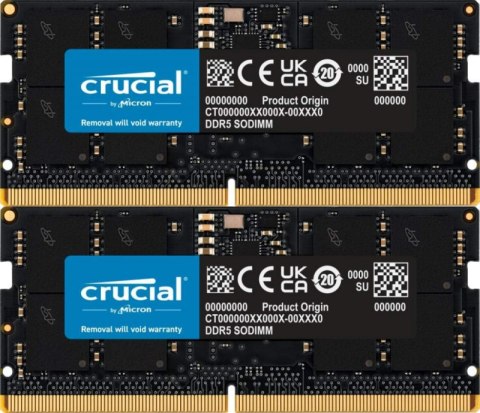 Pamięć CRUCIAL (SODIMM/DDR5/128 GB/5600MHz/46 CLCL/DUAL) Pamięć CRUCIAL (SODIMM/DDR5/128 GB/5600MHz/46 CLCL/DUAL)