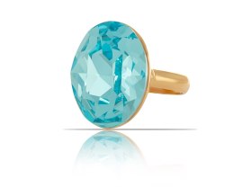 Pierścionek z dużym, owalnym, turkusowym kryształem Preciosa z kolekcji Classic (R13357/2AU) Colibra