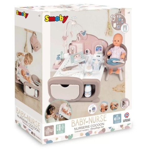 SMOBY Baby Nurse Elektroniczny Duży Kącik Opiekunki dla Lalki 19 akcesoriów SMOBY Baby Nurse Elektroniczny Duży Kącik Opiekunki dla Lalki 19 akcesoriów