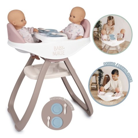 SMOBY Baby Nurse Krzesełko do Karmienia dla Bliźniąt Lalek SMOBY Baby Nurse Krzesełko do Karmienia dla Bliźniąt Lalek