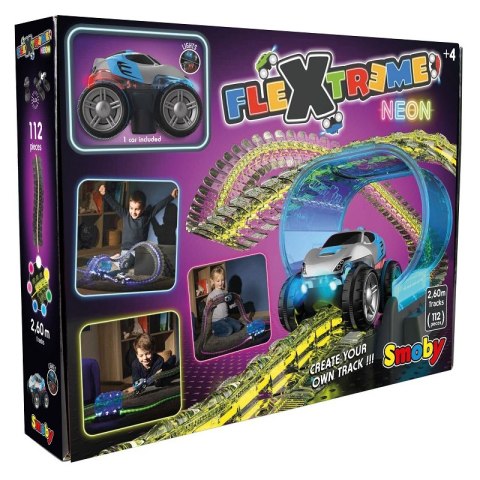 SMOBY Flextreme Neon Tor Samochodowy z Autem Zestaw Startowy SMOBY Flextreme Neon Tor Samochodowy z Autem Zestaw Startowy