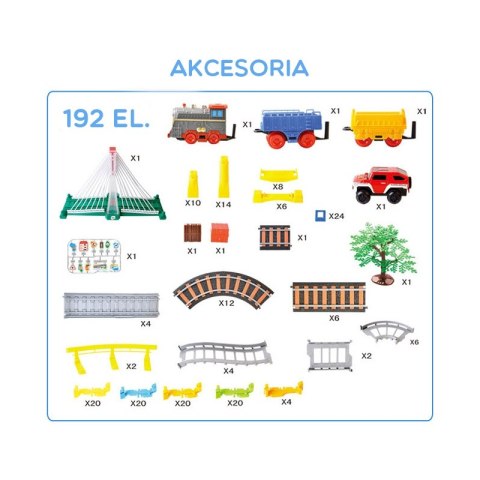 WOOPIE Kolejka Elektryczna 2w1 Tor Wyścigowy Pociąg Wiadukt Auto XXL 192 el. WOOPIE Kolejka Elektryczna 2w1 Tor Wyścigowy Pociąg Wiadukt Auto XXL 192 el.