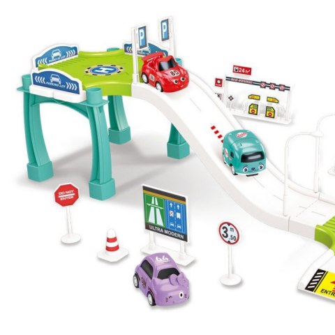 WOOPIE Tor Parking Garaż Samochodowy Zestaw Stacja Paliw Znaki Drogowe + 3 Auta WOOPIE Tor Parking Garaż Samochodowy Zestaw Stacja Paliw Znaki Drogowe + 3 Auta