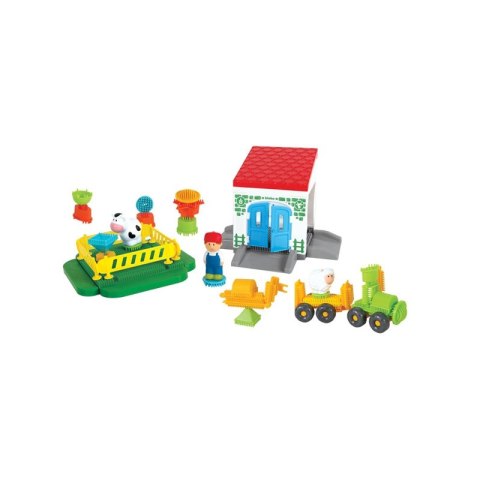 MOCHTOYS Klocki Jeżyki Pin Bricks FARMA w Kartonie 100 el. + 3 Figurki MOCHTOYS Klocki Jeżyki Pin Bricks FARMA w Kartonie 100 el. + 3 Figurki
