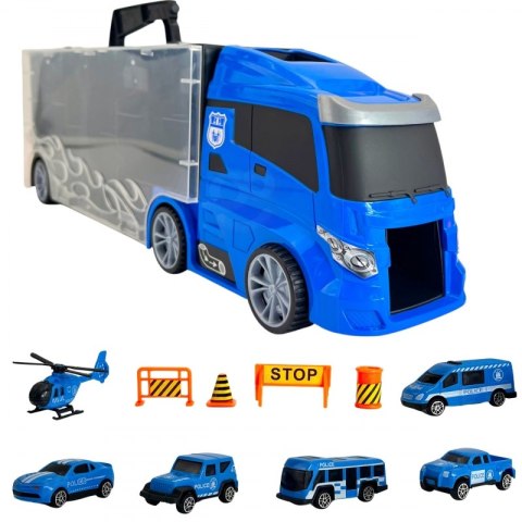 WOOPIE Zestaw Cieżarówka Transporter 3w1 Niebieski Policja WOOPIE Zestaw Cieżarówka Transporter 3w1 Niebieski Policja