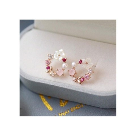Kolczyki delikatne wianuszki kwiatki kryształki 1,2x1,4cm K1541 Kolczyki delikatne wianuszki kwiatki kryształki 1,2x1,4cm K1541