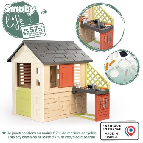 Smoby Domek Nature z kuchnią + 17 akcesoriów Smoby Domek Nature z kuchnią + 17 akcesoriów