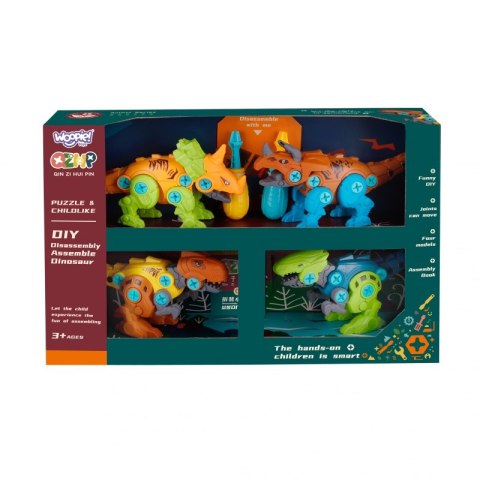 WOOPIE Zestaw Dinozaury do Skręcania 4 szt. Zestaw Konstrukcyjny w Pudełku + 2 Śrubokręty WOOPIE Zestaw Dinozaury do Skręcania 4 szt. Zestaw Konstrukcyjny w Pudełku + 2 Śrubokręty