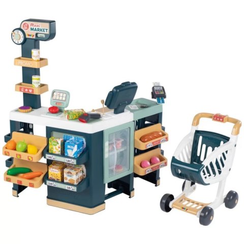 SMOBY Maximarket Wózek Elektroniczną Kasą ze Skanerem Waga i Lodówka SMOBY Maximarket Wózek Elektroniczną Kasą ze Skanerem Waga i Lodówka