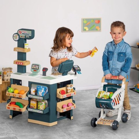 SMOBY Sklep Supermarket z Wózkiem Kasą i Elektronicznym Skanerem SMOBY Sklep Supermarket z Wózkiem Kasą i Elektronicznym Skanerem