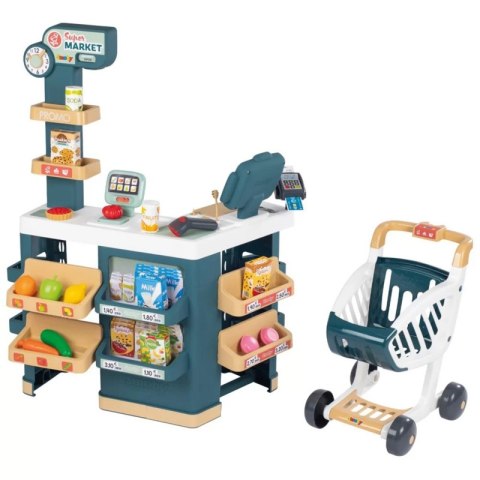 SMOBY Sklep Supermarket z Wózkiem Kasą i Elektronicznym Skanerem SMOBY Sklep Supermarket z Wózkiem Kasą i Elektronicznym Skanerem