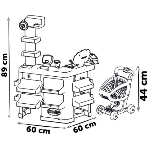 SMOBY Sklep Supermarket z Wózkiem Kasą i Elektronicznym Skanerem SMOBY Sklep Supermarket z Wózkiem Kasą i Elektronicznym Skanerem