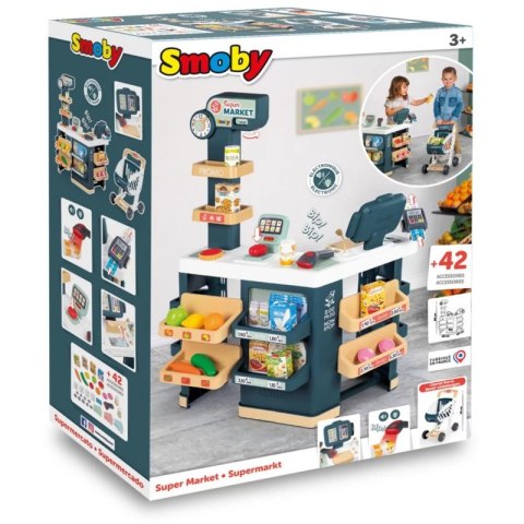 SMOBY Sklep Supermarket z Wózkiem Kasą i Elektronicznym Skanerem SMOBY Sklep Supermarket z Wózkiem Kasą i Elektronicznym Skanerem