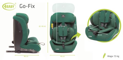 4 BABY Fotelik GO-FIX 76-150cm DARK GREEN I-SIZE 4 BABY Fotelik GO-FIX 76-150cm DARK GREEN I-SIZE