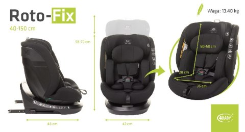 4 BABY Fotelik ROTO-FIX 40-150cm Black I-Size 4 BABY Fotelik ROTO-FIX 40-150cm Black I-Size