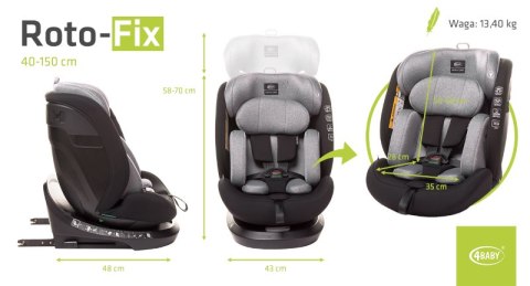 4 BABY Fotelik ROTO-FIX 40-150cm Grey I-Size 4 BABY Fotelik ROTO-FIX 40-150cm Grey I-Size
