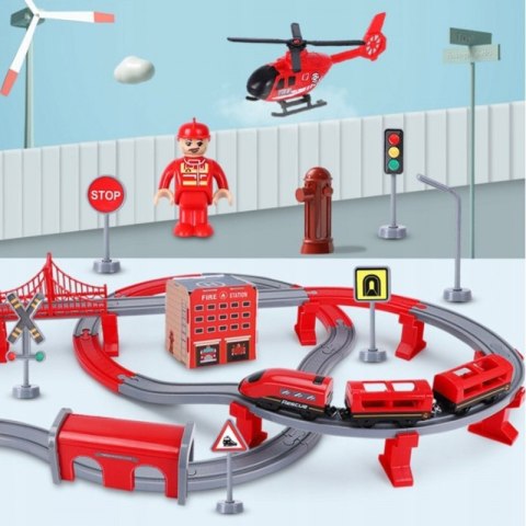 WOOPIE Kolejka Elektryczna Tor Samochodowy Straż Helikopter Auta 92 el. WOOPIE Kolejka Elektryczna Tor Samochodowy Straż Helikopter Auta 92 el.